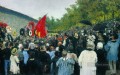 the annual memorial meeting near the wall of the communards in the cemetery of pere lachaise in 1883 Ilya Repin